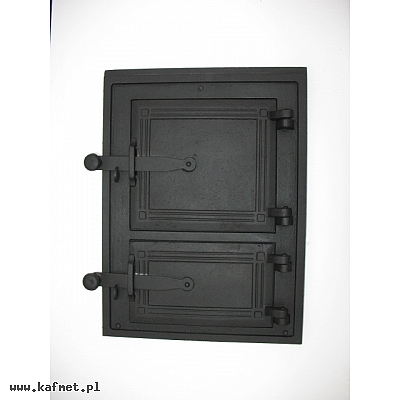 drzwiczki kuchenne (nr 3) żeliwne podwójne malowane na czarno